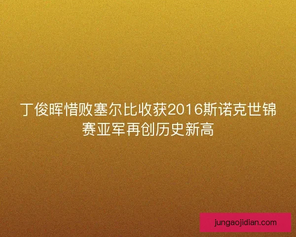 丁俊晖惜败塞尔比收获2016斯诺克世锦赛亚军再创历史新高