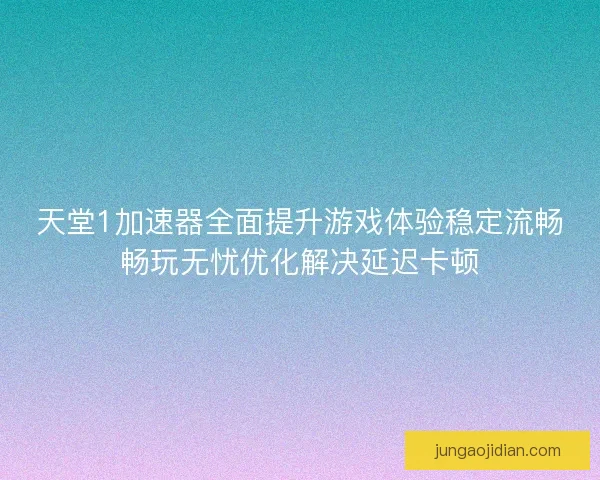 天堂1加速器全面提升游戏体验稳定流畅畅玩无忧优化解决延迟卡顿