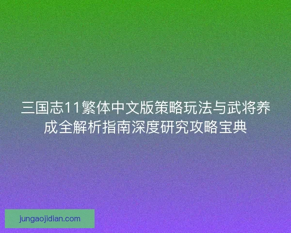 三国志11繁体中文版策略玩法与武将养成全解析指南深度研究攻略宝典
